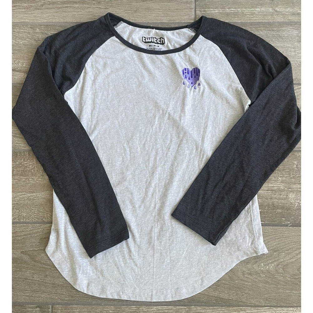 Twitch TV Twitch Con Heart Logo Long Sleeve Shirt Gray Small Rare